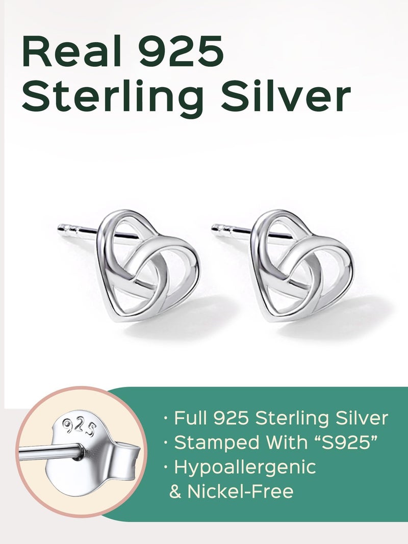 ChicSilver Heart Earrings for Women Heart Silver Stud Earrings for Women Hypoallergenic Knot Earrings Irish Celtic Jewelry - Image 4